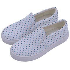 Oktoberfest Bavarian Blue Mini Love Hearts On White Kids  Canvas Slip Ons by PodArtist