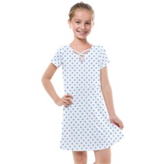 Oktoberfest Bavarian Blue Mini Love Hearts On White Kids  Cross Web Dress by PodArtist