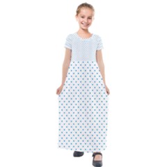 Oktoberfest Bavarian Blue Mini Love Hearts On White Kids  Short Sleeve Maxi Dress by PodArtist