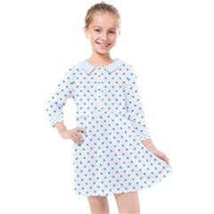 Oktoberfest Bavarian Blue Mini Love Hearts On White Kids  Quarter Sleeve Shirt Dress by PodArtist