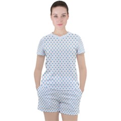 Oktoberfest Bavarian Blue Mini Love Hearts On White Women s Tee And Shorts Set