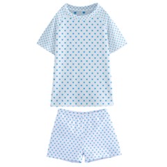 Oktoberfest Bavarian Blue Mini Love Hearts On White Kids  Swim Tee And Shorts Set by PodArtist