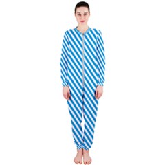 Oktoberfest Bavarian Blue And White Small Candy Cane Stripes Onepiece Jumpsuit (ladies)  by PodArtist