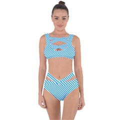 Oktoberfest Bavarian Blue And White Small Candy Cane Stripes Bandaged Up Bikini Set  by PodArtist