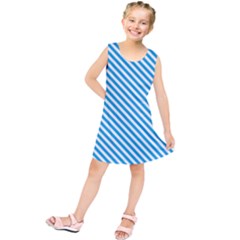 Oktoberfest Bavarian Blue And White Small Candy Cane Stripes Kids  Tunic Dress by PodArtist