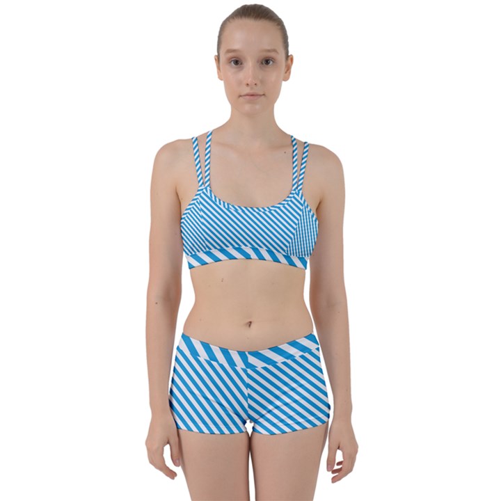 Oktoberfest Bavarian Blue and White Small Candy Cane Stripes Women s Sports Set