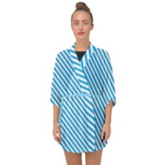 Oktoberfest Bavarian Blue And White Small Candy Cane Stripes Half Sleeve Chiffon Kimono by PodArtist