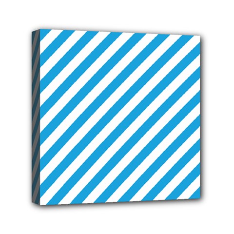 Oktoberfest Bavarian Blue And White Candy Cane Stripes Mini Canvas 6  X 6  (stretched) by PodArtist