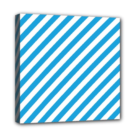 Oktoberfest Bavarian Blue And White Candy Cane Stripes Mini Canvas 8  X 8  (stretched) by PodArtist