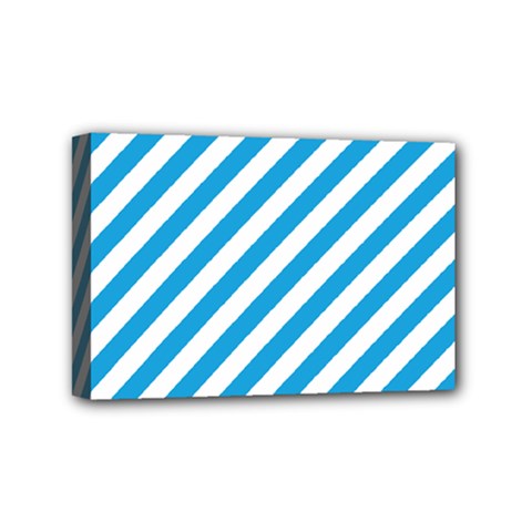 Oktoberfest Bavarian Blue And White Candy Cane Stripes Mini Canvas 6  X 4  (stretched) by PodArtist