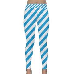 Oktoberfest Bavarian Blue And White Candy Cane Stripes Classic Yoga Leggings by PodArtist