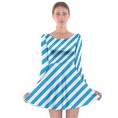 Oktoberfest Bavarian Blue And White Candy Cane Stripes Long Sleeve Skater Dress by PodArtist