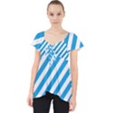 Oktoberfest Bavarian Blue and White Candy Cane Stripes Lace Front Dolly Top View1