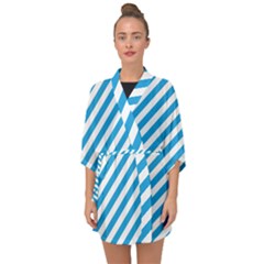 Oktoberfest Bavarian Blue And White Candy Cane Stripes Half Sleeve Chiffon Kimono by PodArtist