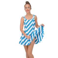 Oktoberfest Bavarian Blue And White Candy Cane Stripes Inside Out Casual Dress by PodArtist