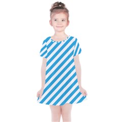 Oktoberfest Bavarian Blue And White Candy Cane Stripes Kids  Simple Cotton Dress by PodArtist