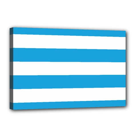 Oktoberfest Bavarian Blue And White Large Cabana Stripes Canvas 18  X 12  (stretched) by PodArtist