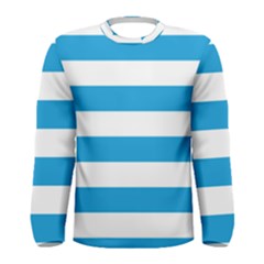 Oktoberfest Bavarian Blue And White Large Cabana Stripes Men s Long Sleeve Tee by PodArtist