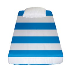 Oktoberfest Bavarian Blue And White Large Cabana Stripes Fitted Sheet (single Size) by PodArtist