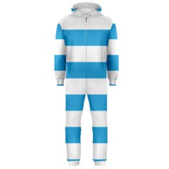 Oktoberfest Bavarian Blue And White Large Cabana Stripes Hooded Jumpsuit (men)  by PodArtist