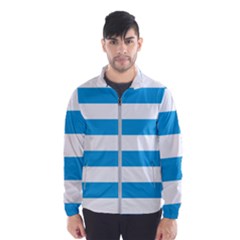 Oktoberfest Bavarian Blue And White Large Cabana Stripes Windbreaker (men) by PodArtist