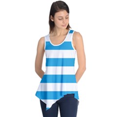 Oktoberfest Bavarian Blue And White Large Cabana Stripes Sleeveless Tunic by PodArtist