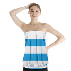 Oktoberfest Bavarian Blue And White Large Cabana Stripes Strapless Top by PodArtist