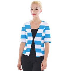 Oktoberfest Bavarian Blue And White Large Cabana Stripes Cropped Button Cardigan by PodArtist