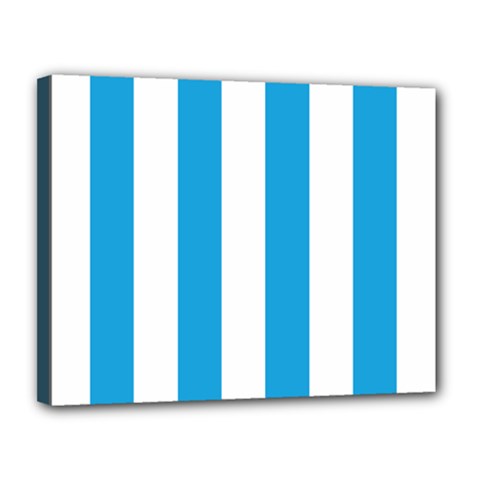 Oktoberfest Bavarian Blue And White Large Cabana Stripes Canvas 14  X 11  (stretched) by PodArtist