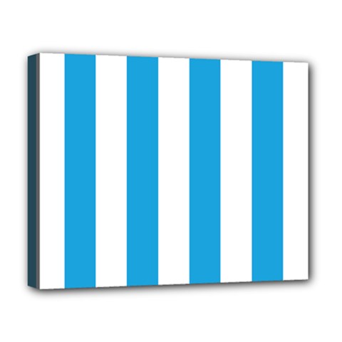 Oktoberfest Bavarian Blue And White Large Cabana Stripes Deluxe Canvas 20  X 16  (stretched) by PodArtist