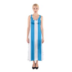 Oktoberfest Bavarian Blue And White Large Cabana Stripes Sleeveless Maxi Dress by PodArtist