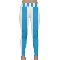 Oktoberfest Bavarian Blue And White Large Cabana Stripes Classic Yoga Leggings by PodArtist