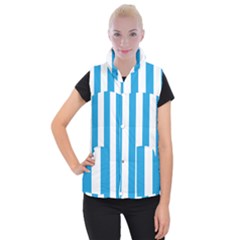 Oktoberfest Bavarian Blue And White Large Cabana Stripes Women s Button Up Vest by PodArtist