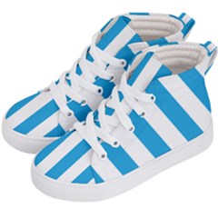 Oktoberfest Bavarian Blue And White Large Cabana Stripes Kid s Hi-top Skate Sneakers by PodArtist