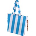 Oktoberfest Bavarian Blue and White Large Cabana Stripes Drawstring Tote Bag View1