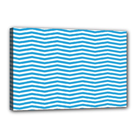 Oktoberfest Bavarian Blue And White Chevron Stripes Canvas 18  X 12  (stretched) by PodArtist