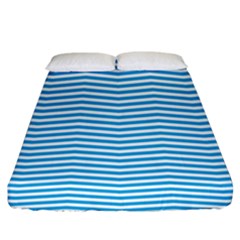 Oktoberfest Bavarian Blue And White Chevron Stripes Fitted Sheet (king Size) by PodArtist