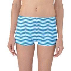 Oktoberfest Bavarian Blue And White Chevron Stripes Reversible Boyleg Bikini Bottoms by PodArtist