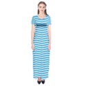 Oktoberfest Bavarian Blue and White Chevron Stripes Short Sleeve Maxi Dress View1