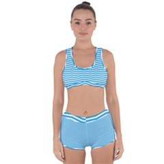 Oktoberfest Bavarian Blue And White Chevron Stripes Racerback Boyleg Bikini Set by PodArtist