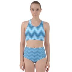 Oktoberfest Bavarian Blue And White Chevron Stripes Racer Back Bikini Set by PodArtist