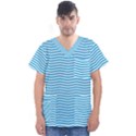 Oktoberfest Bavarian Blue and White Chevron Stripes Men s V-Neck Scrub Top View1