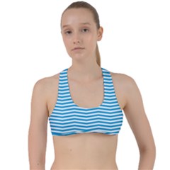 Oktoberfest Bavarian Blue And White Chevron Stripes Criss Cross Racerback Sports Bra by PodArtist