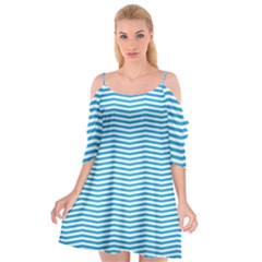 Oktoberfest Bavarian Blue And White Chevron Stripes Cutout Spaghetti Strap Chiffon Dress by PodArtist