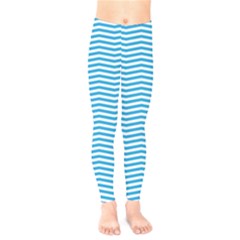 Oktoberfest Bavarian Blue And White Chevron Stripes Kids  Legging by PodArtist