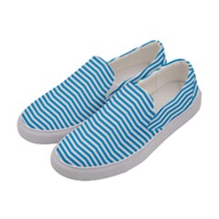 Oktoberfest Bavarian Blue And White Chevron Stripes Women s Canvas Slip Ons by PodArtist