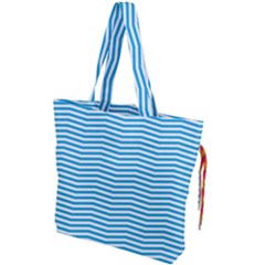 Oktoberfest Bavarian Blue And White Chevron Stripes Drawstring Tote Bag by PodArtist