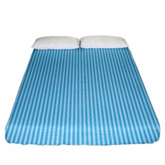 Oktoberfest Bavarian Blue And White Small Gingham Check Fitted Sheet (king Size) by PodArtist