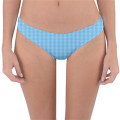 Oktoberfest Bavarian Blue And White Small Gingham Check Reversible Hipster Bikini Bottoms by PodArtist