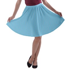 Oktoberfest Bavarian Blue And White Small Gingham Check A-line Skater Skirt by PodArtist